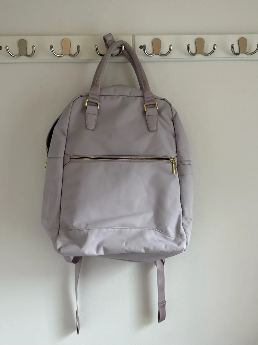 Lavender Backpack Tote with Gold Hardware and Laptop Sleeve